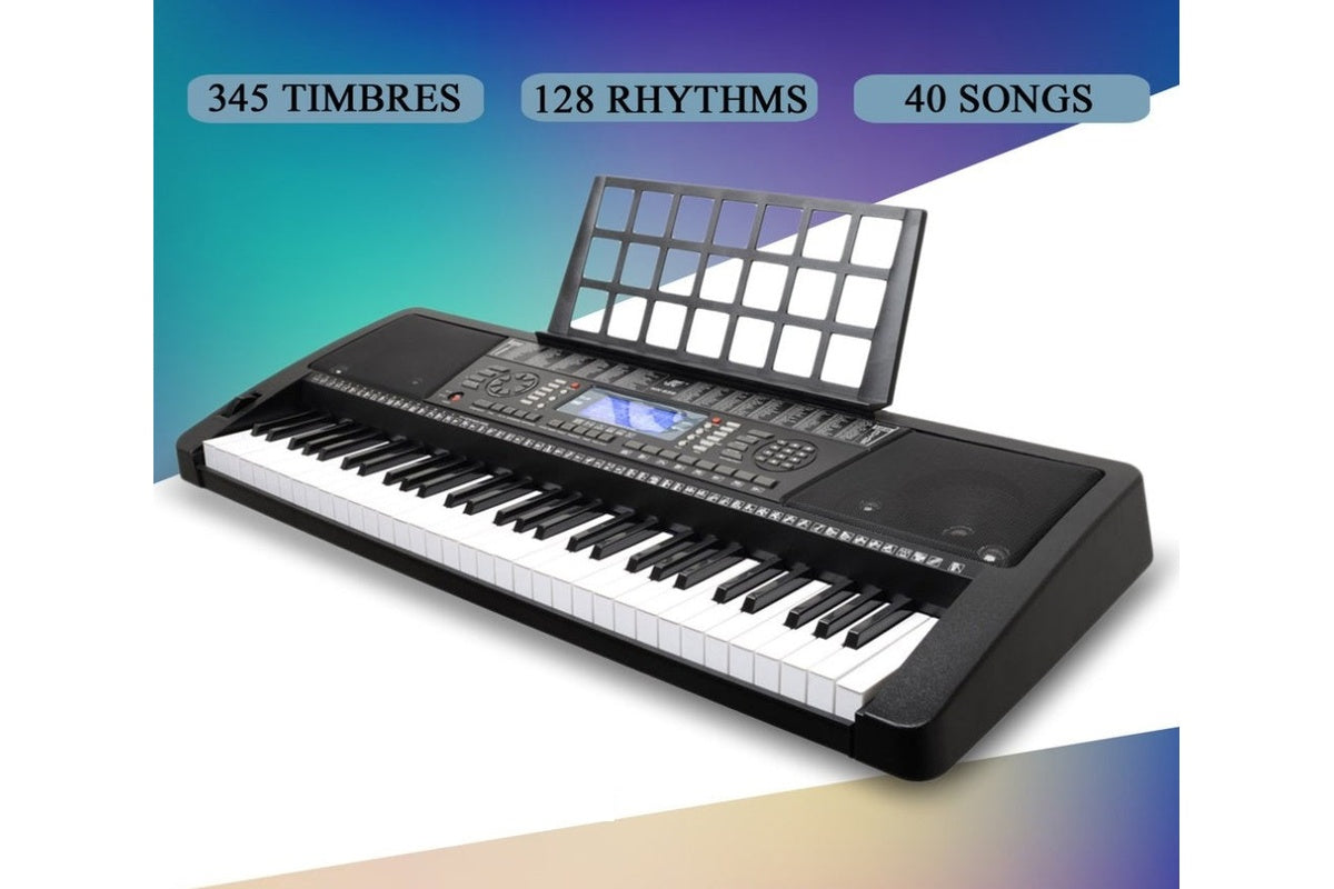 Portable 61 key keyboard piano showing side profile