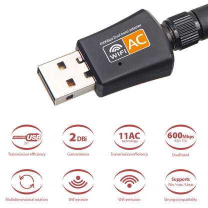USB Wifi adapter with antenna AC600M