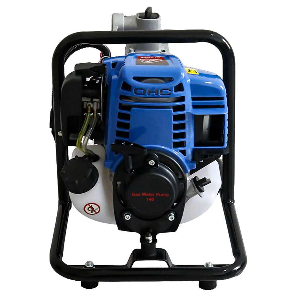 Portable water pump on grass for farm water transfer