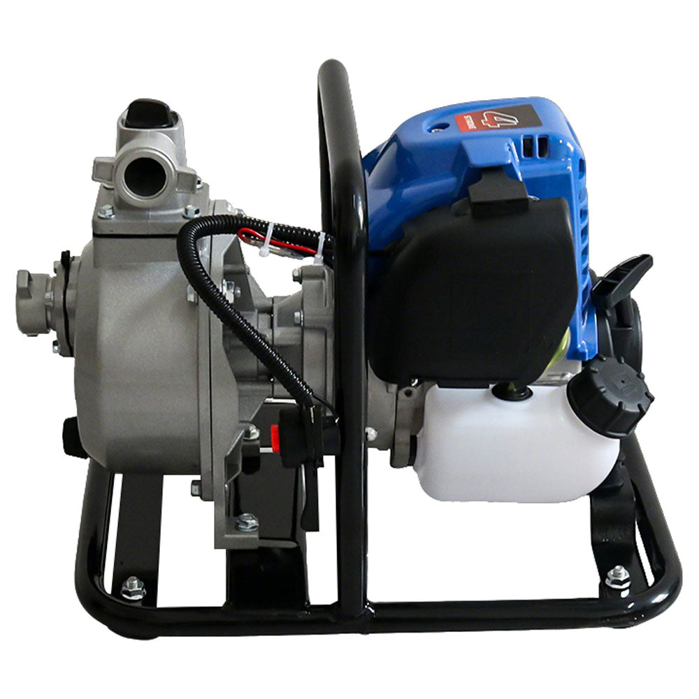 Compact petrol water pump with fuel tank visible