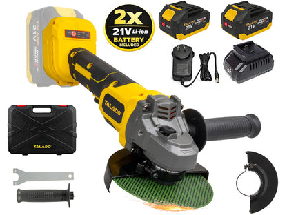 Angle grinder grinding metal surface with sparks