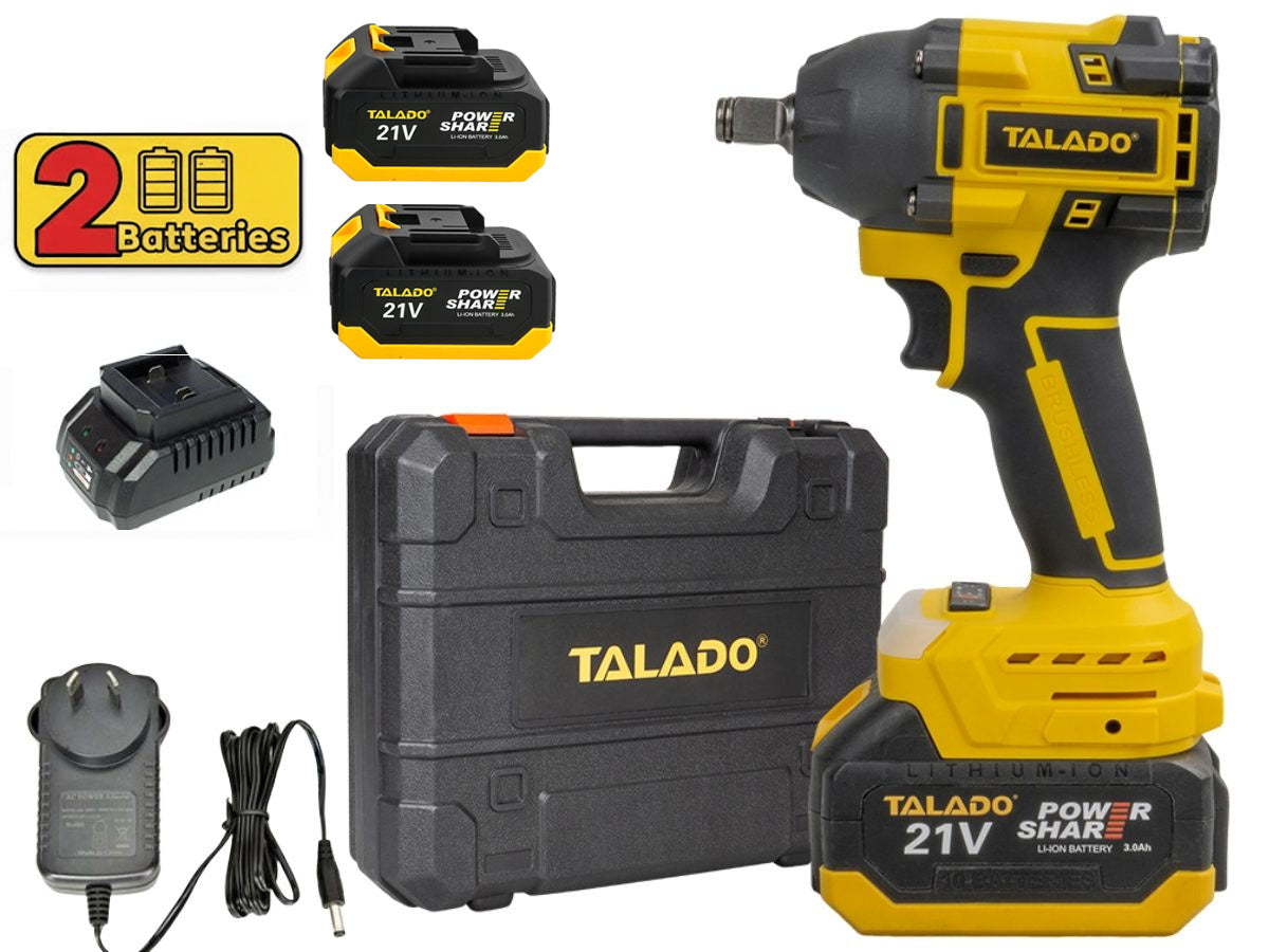 Close up of cordless impact wrench trigger and grip