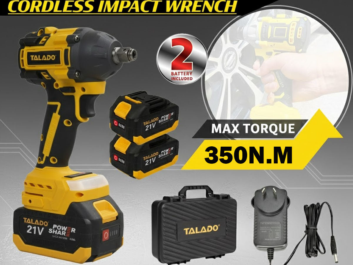 Cordless impact wrench with two rechargeable batteries