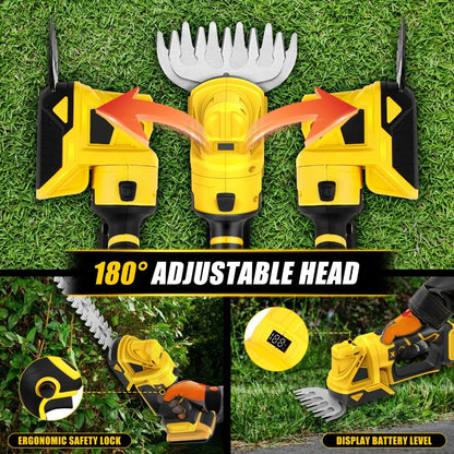 Cordless hedge trimmer with two 21V batteries included