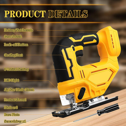 Cordless electric jigsaw with two batteries and charger