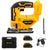 Cordless electric jigsaw side view showing ergonomic grip