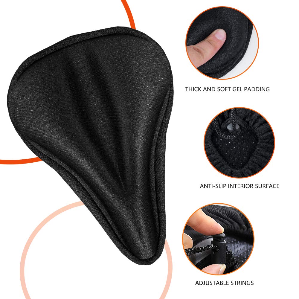 Textured glue-point base of bike seat cover gel saddle pad