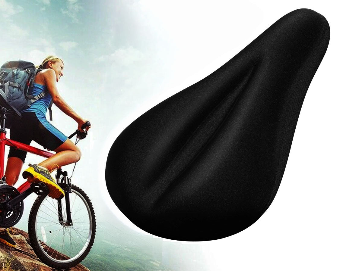 Black bike seat cover gel saddle pad showing slim profile