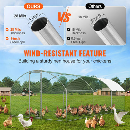 Chicken coop run assembled on grass outdoor setting