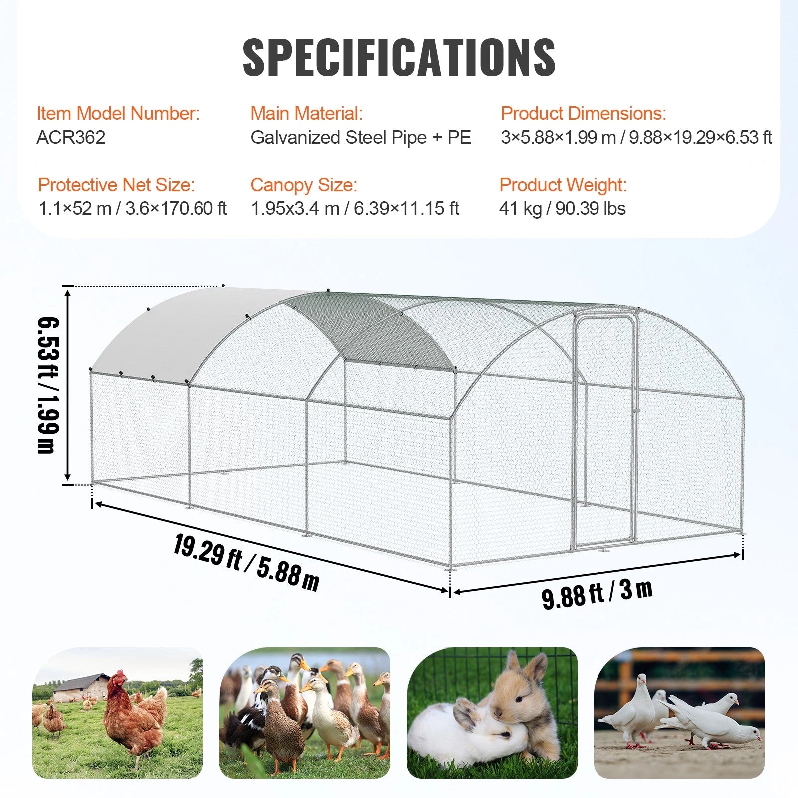 Chicken coop run with connector set and bolts visible