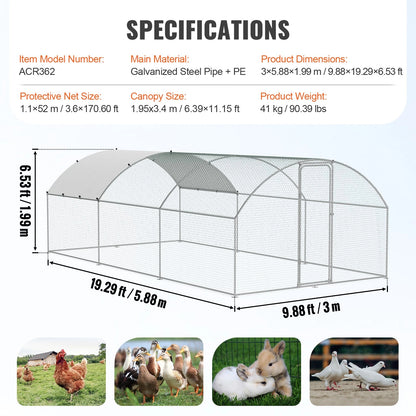 Chicken coop run with connector set and bolts visible