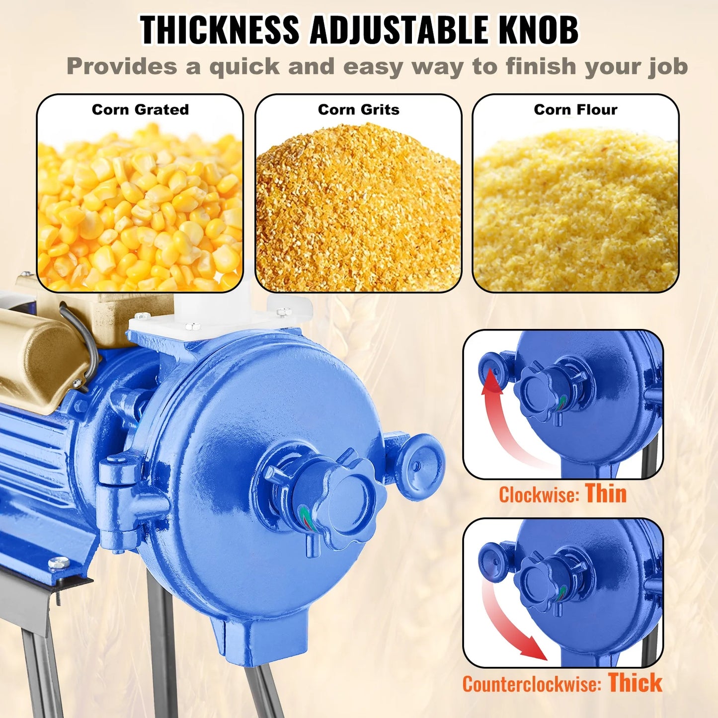 3000W Electric Grain Grinder Corn Wheat Flour Cereal Mill Wet & Dry