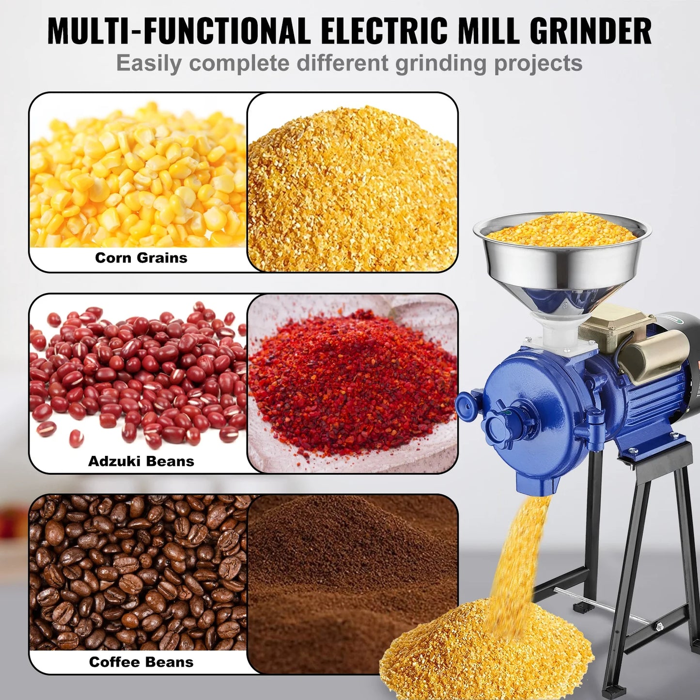 3000W Electric Grain Grinder Corn Wheat Flour Cereal Mill Wet & Dry