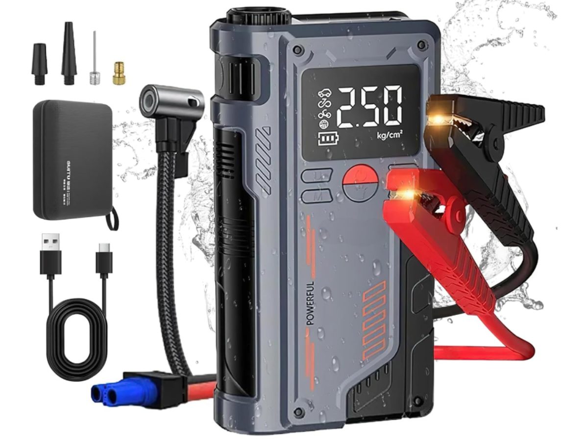Portable Jump Starter with Air Compressor and Power Bank 10000mAh