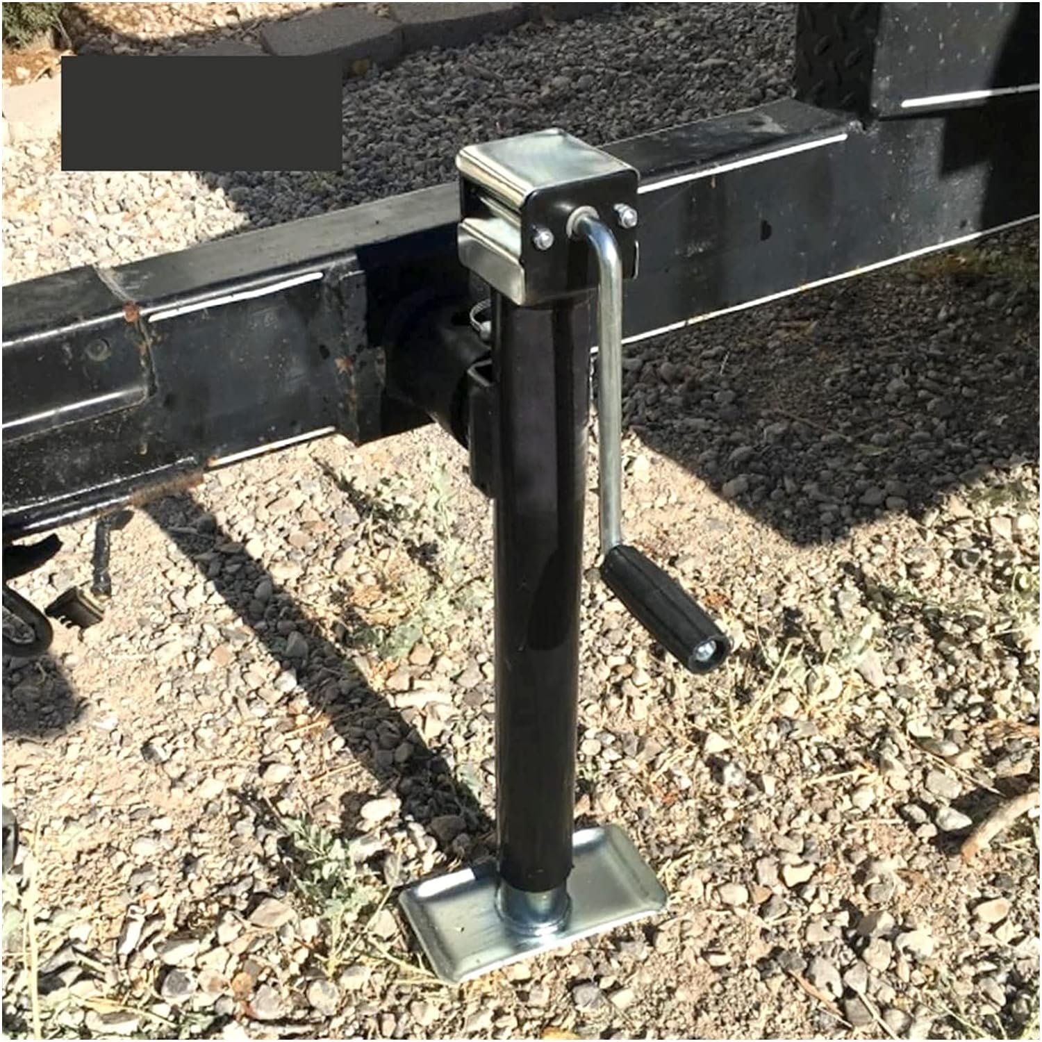 Side wind crank trailer jack in black with removable handle