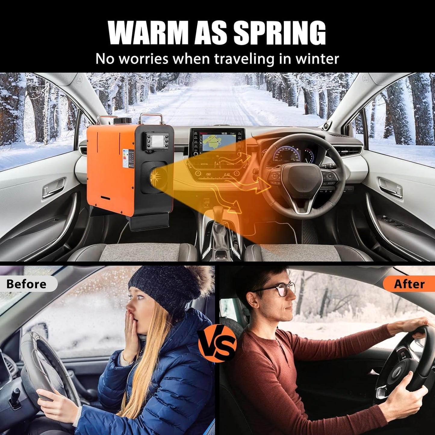 Diesel air heater installed in vehicle cabin space