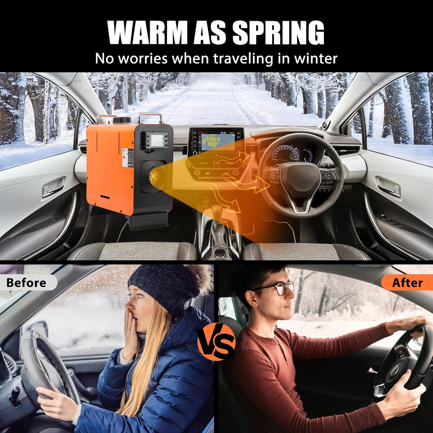 Diesel air heater installed in vehicle cabin space