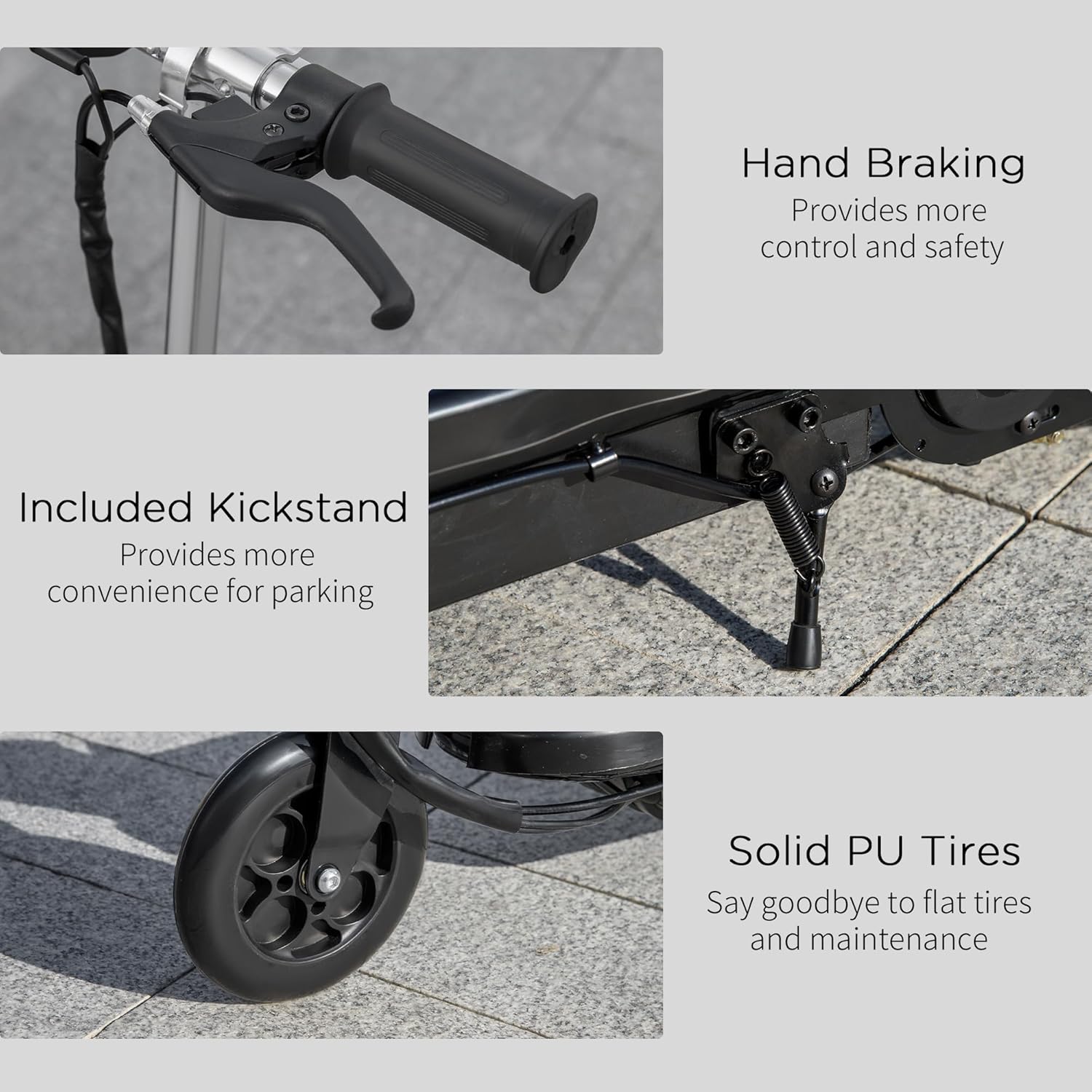 Kids electric scooter motor and brake system detail