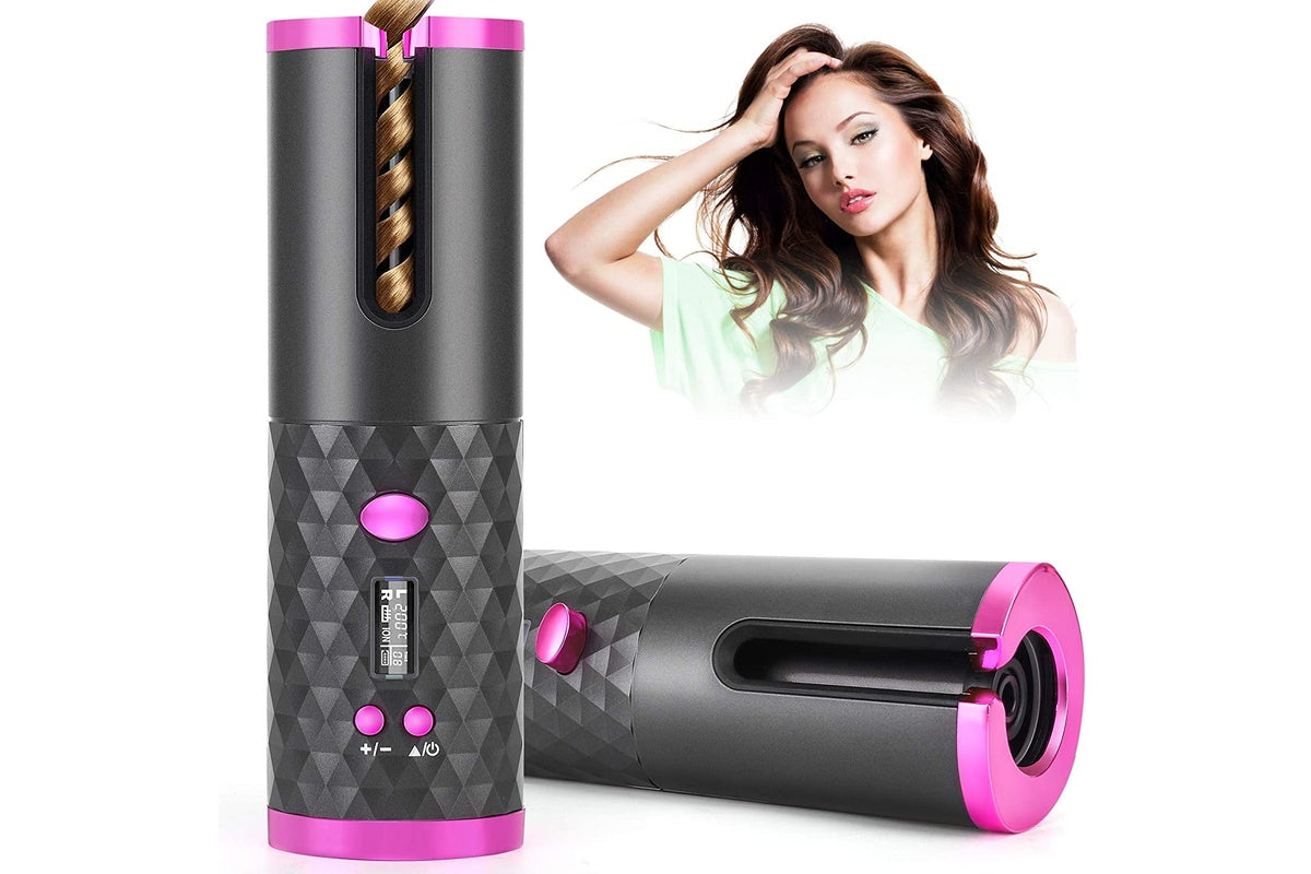Close-up of hair curler cordless U type entrance for easy curling