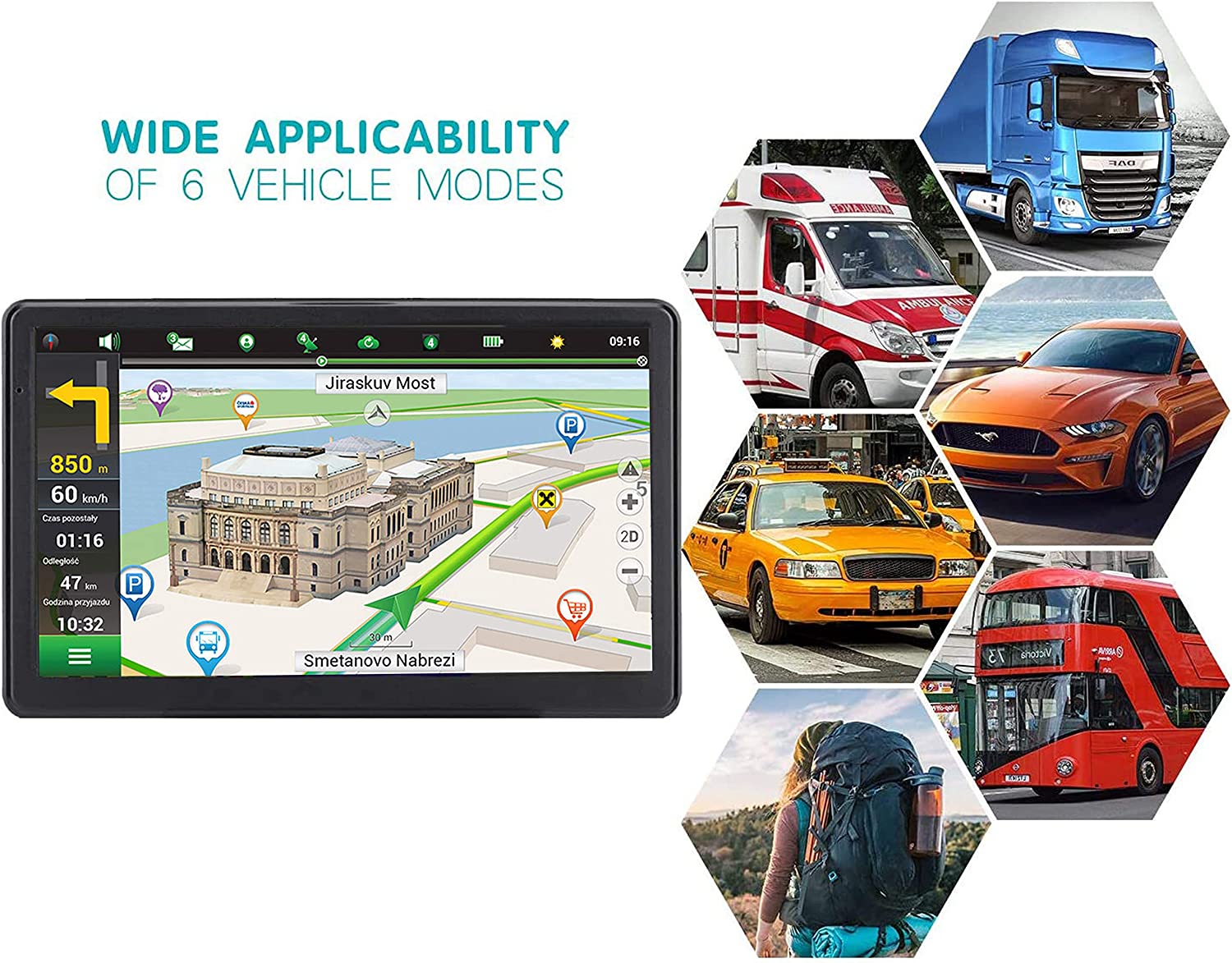 Back view of car GPS navigation with ports visible