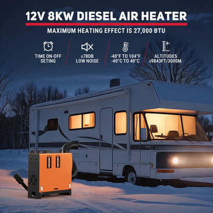 8KW Diesel Air Heater 12V with Bluetooth Control & LCD Display