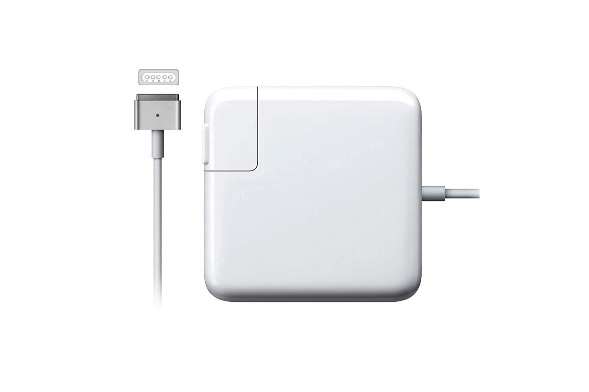 Side angle of MacBook Pro charger 85W showing MagSafe 2 connector
