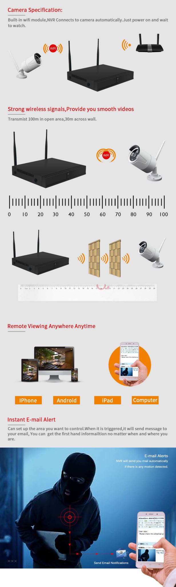 Wireless Security Camera System 8 Camera