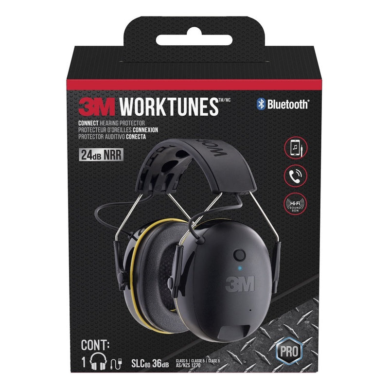 WorkTunes Bluetooth hearing protector earmuffs side view in black