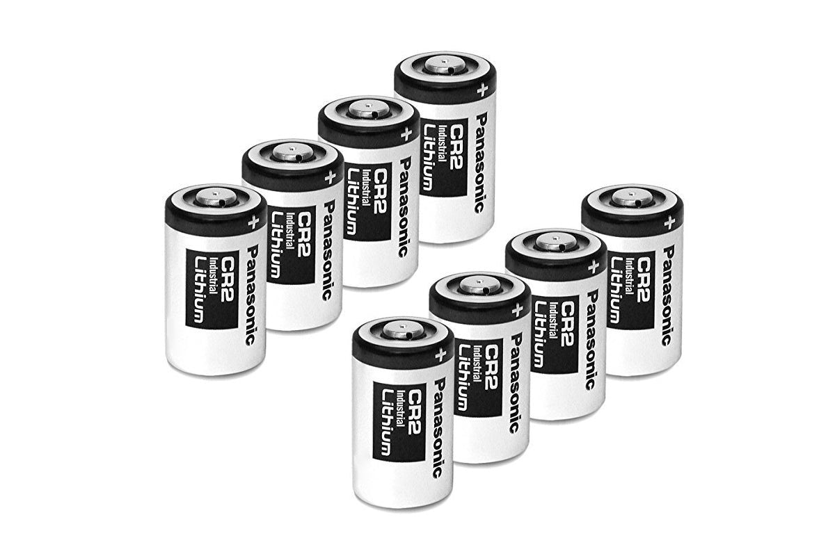 Close up of Panasonic CR2 battery 3V lithium manganese dioxide cell