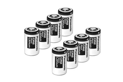 Close up of Panasonic CR2 battery 3V lithium manganese dioxide cell