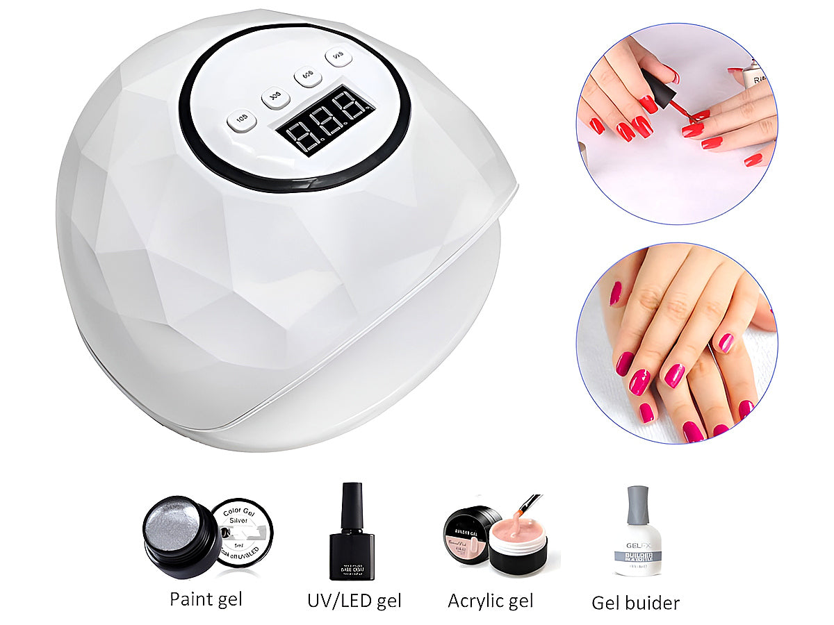 72W UV LED nail lamp nail dryer showing power input plug
