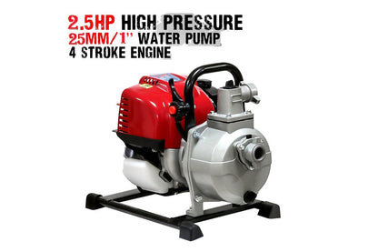 Top angle of petrol water pump 25HP with recoil starter
