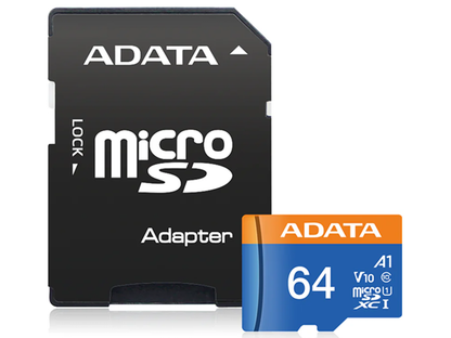 ADATA micro SD card next to a smartphone for size comparison