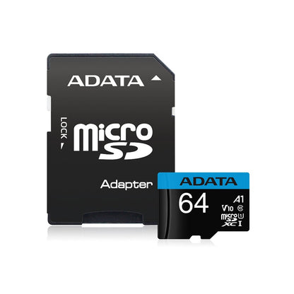 Micro SD Card 64GB front view showing label and capacity