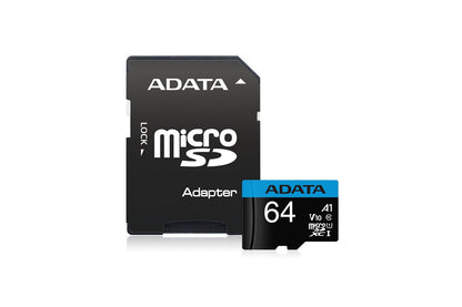 Close up of Micro SD Card 64GB gold contacts and edges