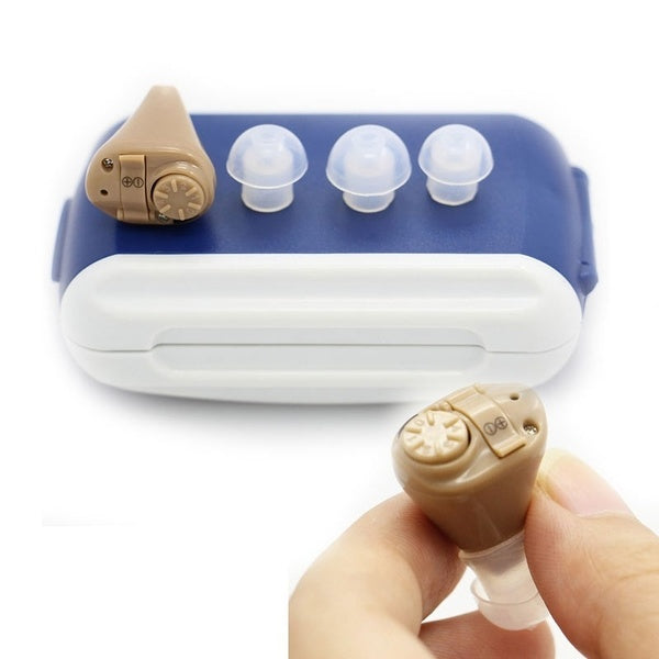 Mini hearing aid amplifier highlighting invisible design