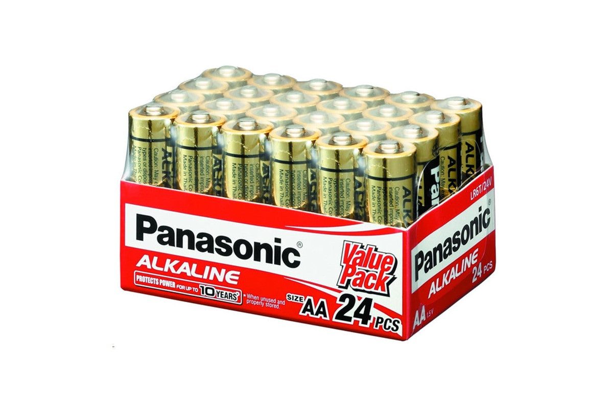 AA Battery Panasonic Alkaline 24 pack front view
