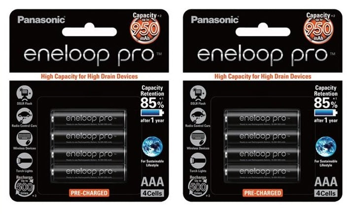 Panasonic Eneloop Pro AAA Size Rechargeable Batteries 8 Pack