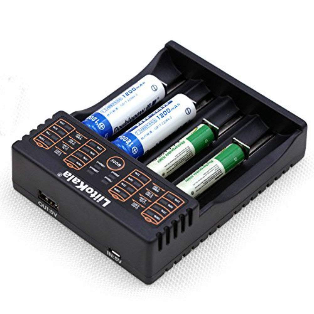 AA and AAA battery charger showing USB cable connection