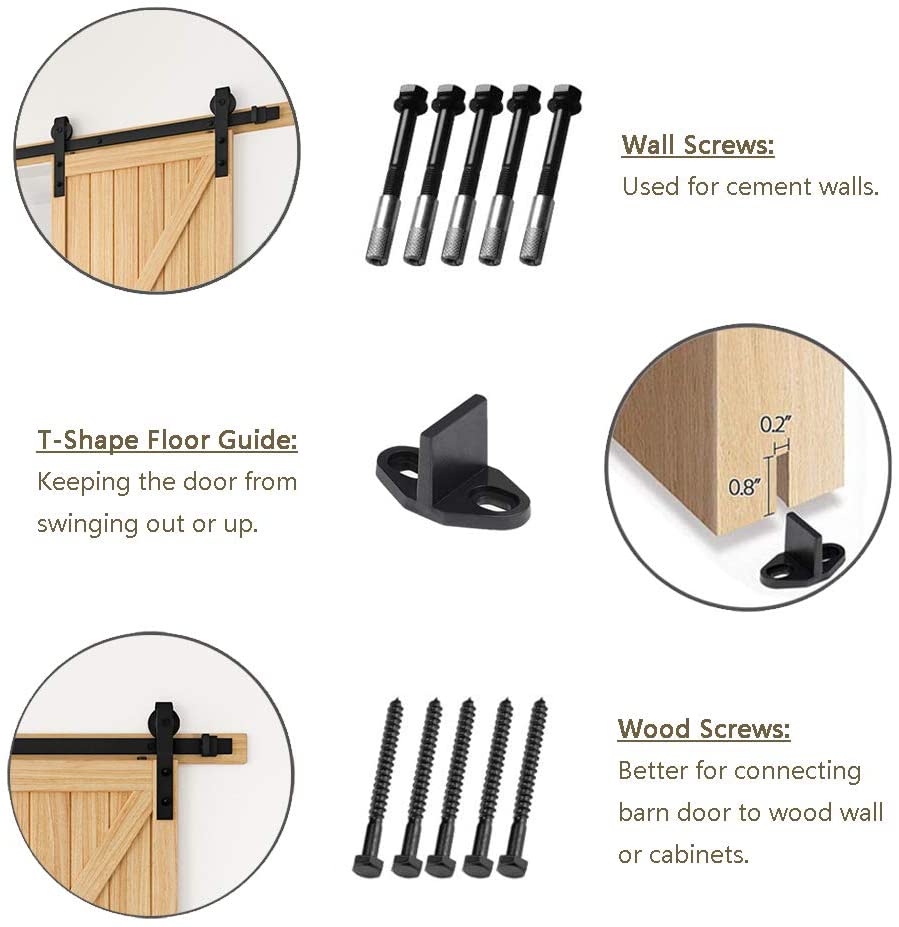 Barn door hardware 2m showing anti-jump pads and floor guide