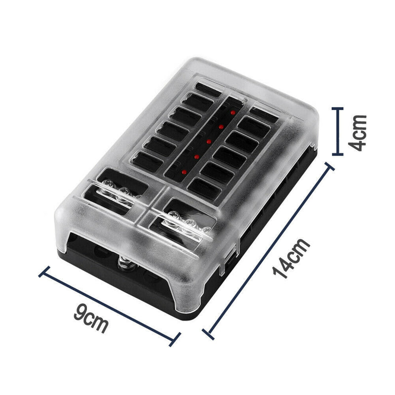 12 Circuit Negative Bus Blade Fuse Block