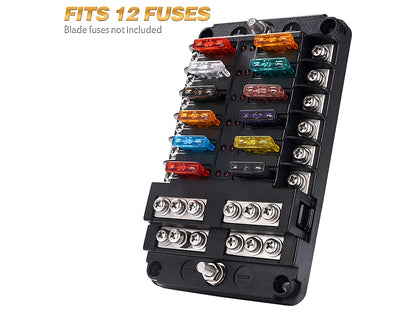 12 Circuit Negative Bus Blade Fuse Block