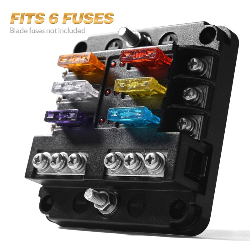 Fuse block with labelling stickers applied for easy circuit ID