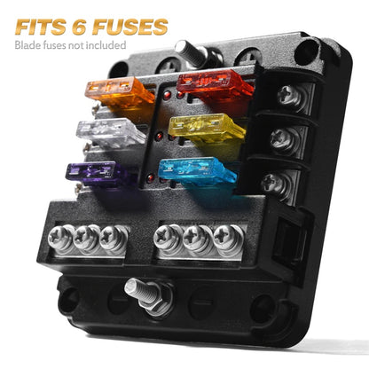 Fuse block with labelling stickers applied for easy circuit ID