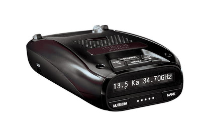 Side angle of Uniden DFR7 showing mute key and USB port