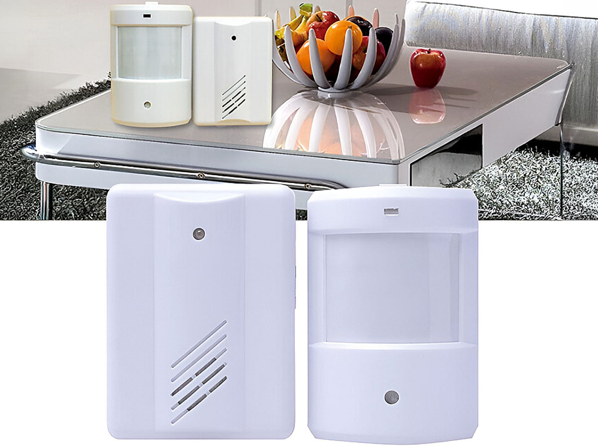 Side angle of security driveway alarm sensor mounted on wall