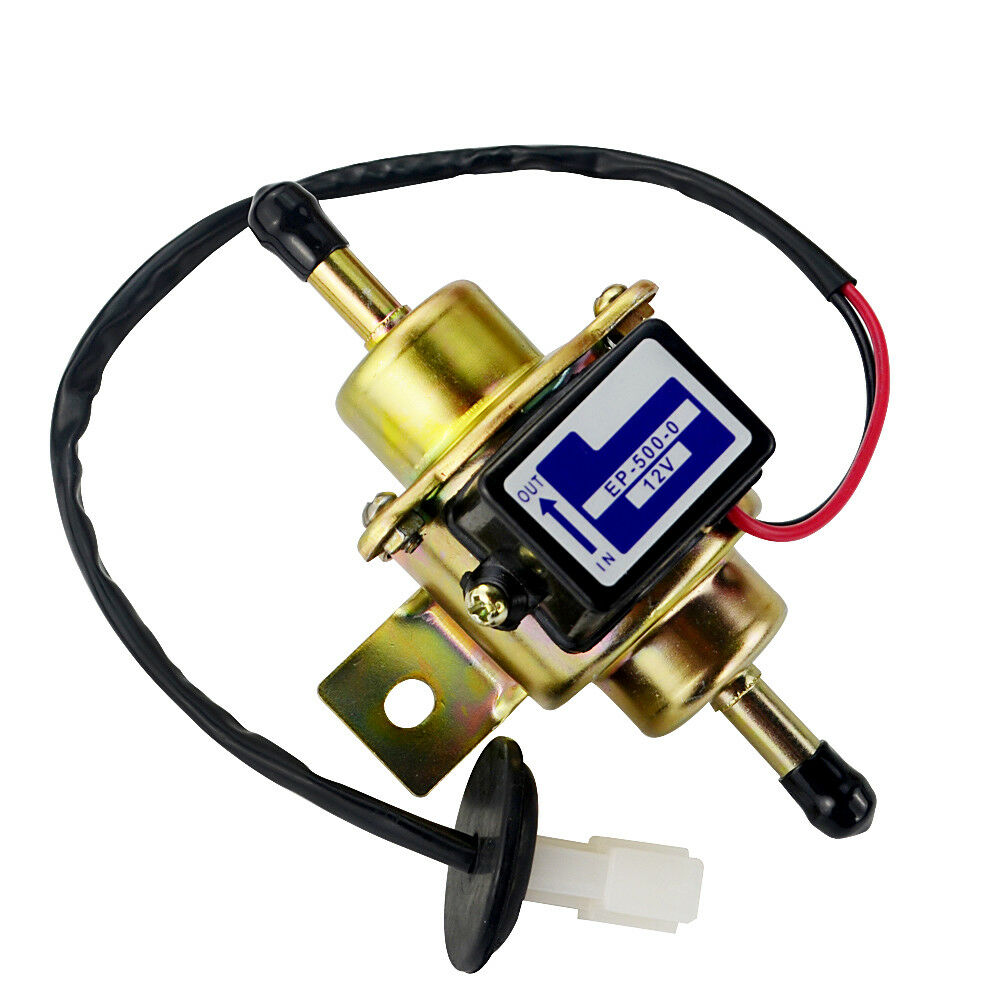 Top angle of fuel pump 12V showing compact design