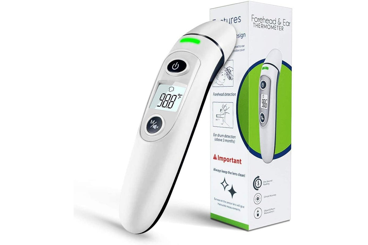 Close-up of thermometer probe designed for forehead use