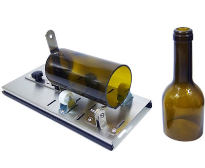 Stainless steel glass bottle cutter with measurement guide
