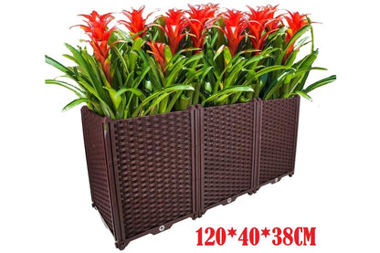 Close up of garden planter box made from weather-resistant PP plastic